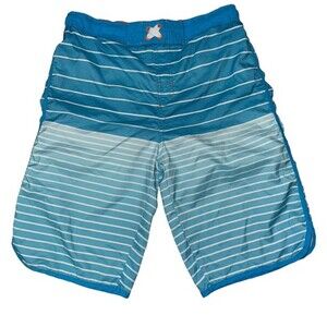Boys Blue Striped Swim Shorts